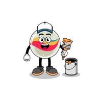 Character mascot of marble toy as a painter vector