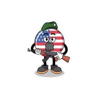 caricatura de personaje de la bandera de estados unidos como fuerza especial vector