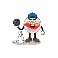 Mascot of marble toy as a bowling player vector