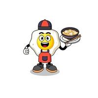 Illustration of fried egg as an asian chef vector