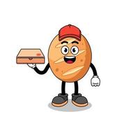 french bread illustration as a pizza deliveryman vector