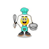 Illustration of fried egg as a bakery chef vector