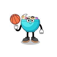 cereal bowl illustration as a basketball player vector