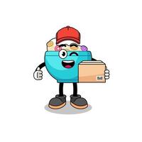 cereal bowl mascot cartoon as an courier vector