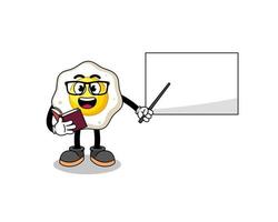 Mascot cartoon of fried egg teacher vector