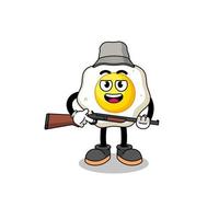 Cartoon Illustration of fried egg hunter vector