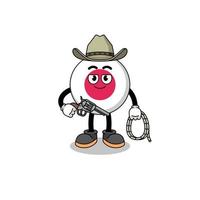 Character mascot of japan flag as a cowboy vector