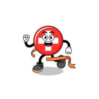 Mascot cartoon of switzerland running on finish line vector