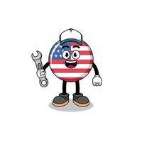 united states flag illustration cartoon as a mechanic vector