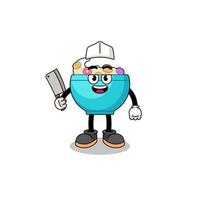 Mascot of cereal bowl as a butcher vector