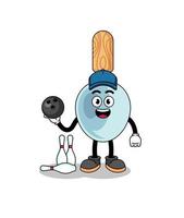 Mascot of cooking spoon as a bowling player vector