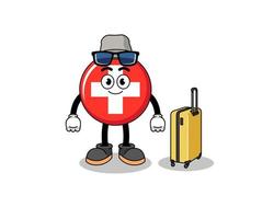 switzerland mascot doing vacation vector