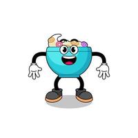 cereal bowl cartoon with surprised gesture vector