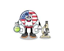 Mascot of united states flag as a scientist vector