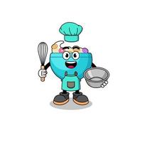 ilustración de tazón de cereal como chef de panadería vector