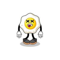 fried egg mascot illustration is dead vector