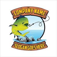 ilustración vectorial del logotipo de pesca mahi. se puede utilizar para crear logotipos y emblemas para clubes de pesca, estampados, web y artesanías. vector