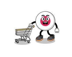 Cartoon of japan flag holding a shopping trolley vector