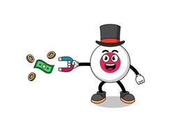 Character Illustration of japan flag catching money with a magnet vector
