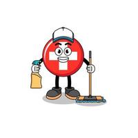 Character mascot of switzerland as a cleaning services vector