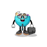 cereal bowl mascot as a businessman vector