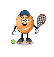 french bread illustration as a tennis player vector