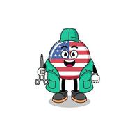 ilustración de la mascota de la bandera de estados unidos como cirujano vector