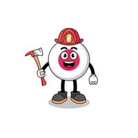 Cartoon mascot of japan flag firefighter vector