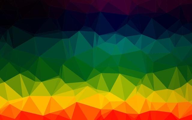 Dark Multicolor, Rainbow vector blurry triangle template.