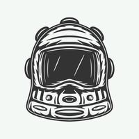 Casco de astronauta espacial grabado en madera retro vintage. se puede usar como emblema, logotipo, insignia, etiqueta. marca, cartel o impresión. arte gráfico monocromático. vector. vector