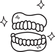hand- getrokken tanden en tandvlees illustratie png