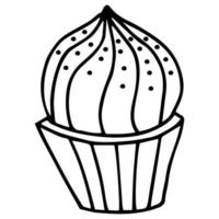 Cute doodle muffin. Hand drawn vector illustration for cards, posters, stickers and professional design, web design, logo. Isolated on white background.