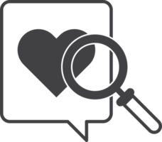 cuore e ingrandimento bicchiere illustrazione nel minimo stile png