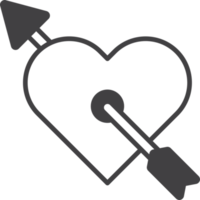 flecha con ilustración de corazón en estilo minimalista png