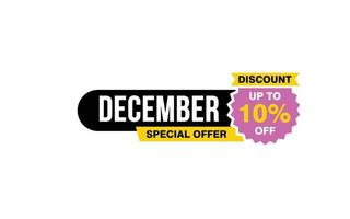 10 Percent december discount offer, clearance, promotion banner layout with sticker style. vector