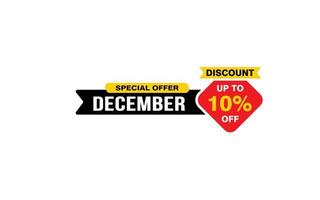 10 Percent december discount offer, clearance, promotion banner layout with sticker style.
