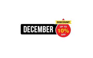 10 Percent december discount offer, clearance, promotion banner layout with sticker style. vector