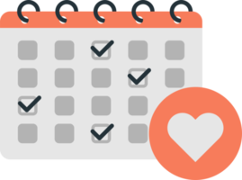 calendar and heart illustration in minimal style png