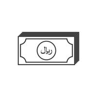 Rial Sign also known as Riyal Sign for Icon, Symbol, Pictogram, Website, Art Illustration or Graphic Design Element. Vector Illustration