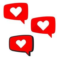 Heart shape Like icon set . Collection of Social network app icon. Vector illustration