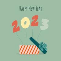 Happy New Year 2023. Colorful New Year card. Vector