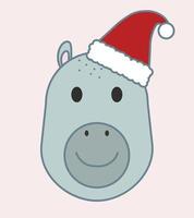 hippo simple animal head. Cartoon flat design. vector