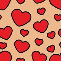 Seamless pattern. Red hearts on a beige background vector