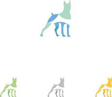 diseño de logotipo de perro, centro de cuidado de mascotas, ilustración de perro en casa, iconos de vector de hospital de animales.