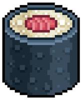 pixel art tekkamaki sushi icono de vector de comida japonesa para juego de 8 bits sobre fondo blanco