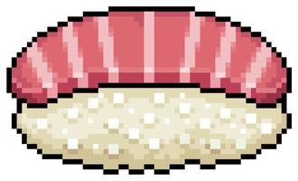 Pixel art maguro nigiri sushi japanese food vector icon for 8bit game on white background