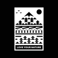 ama tu diseño de insignia de logotipo de paisaje de montaña de naturaleza vector