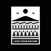 ama tu diseño de insignia de logotipo de paisaje de montaña de naturaleza vector