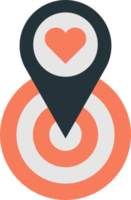 Location pins and hearts illustration in minimal style png