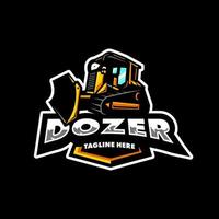 Dozer logo or tractor with excavator vector for construction company